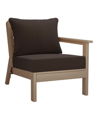 Outdoor 5-Piece Weathered Wood Modular Sectional Patio Furniture Sofa Set