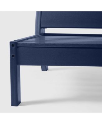 Outdoor HDPE Deep Seating Modular Armless Patio Blue Chair with Cushions