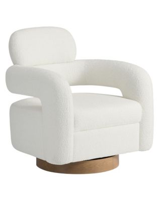 Mid-Century Modern Faux Sherpa Swivel Barrel Accent Chair (Set of 2)