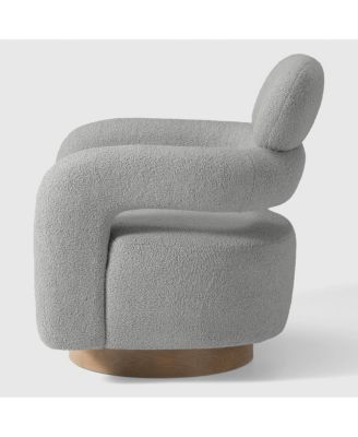 Mid-Century Modern Faux Sherpa Swivel Barrel Accent Chair (Set of 2)