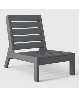 Outdoor HDPE Deep Seating Modular Armless Patio Gray Chair with Cushions