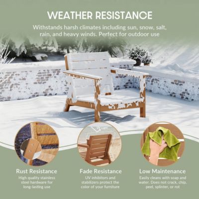 Outdoor Patio HDPE Teak Sectional Sofa with Patio Cushions