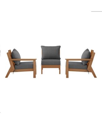 Outdoor Patio HDPE Teak Sectional Sofa with Patio Cushions