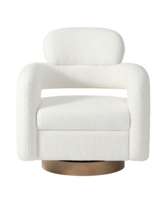 Mid-Century Modern Faux Sherpa Swivel Barrel Accent Chair