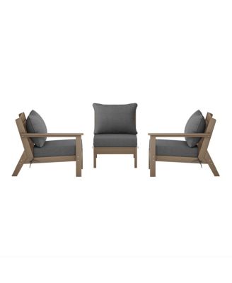 Outdoor Patio HDPE Weathered Wood Sectional Sofa with Patio Cushions