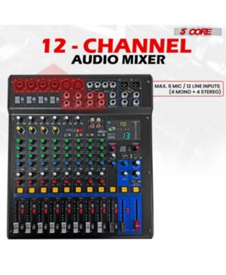 Audio DJ Mixer 12 Channel Sound Board Console w 99 DSP Effect 48V Phantom Power