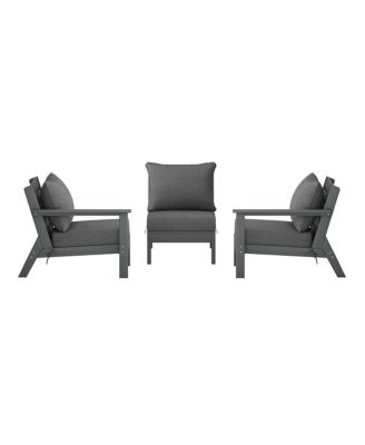 Outdoor Patio HDPE Gray Sectional Sofa with Patio Cushions