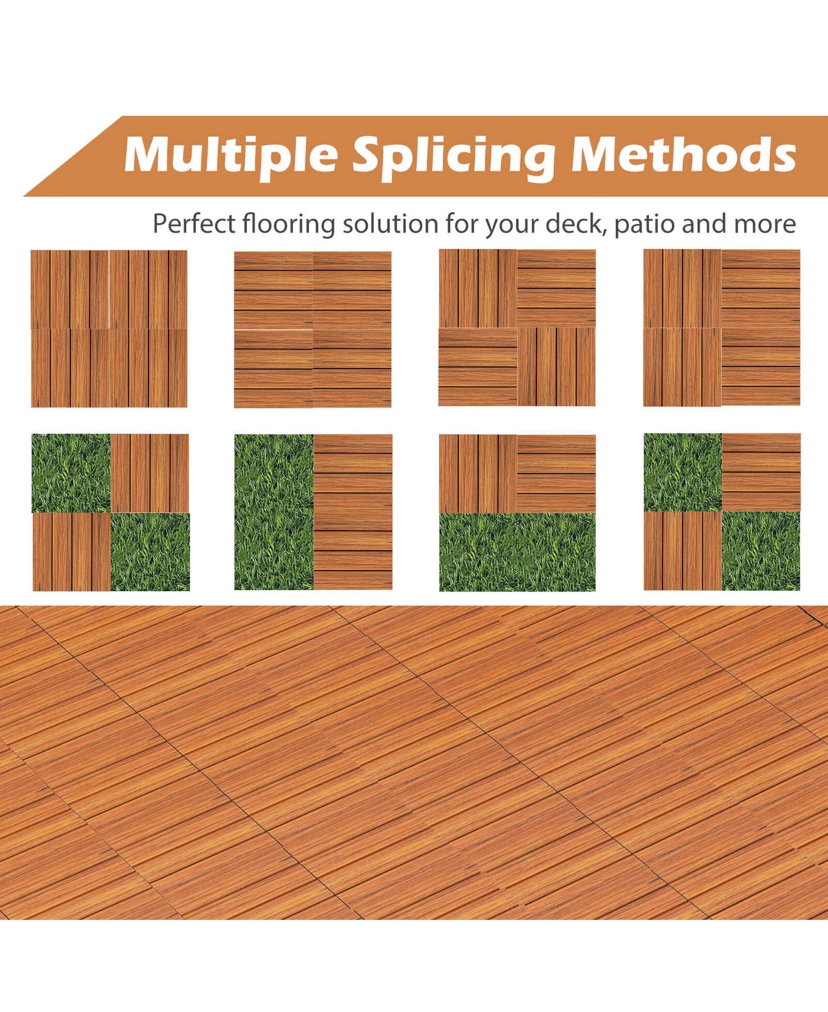 Costway 18 Pcs Interlocking Deck Tiles Anti-slip Floor Tiles for Poolside All Weather