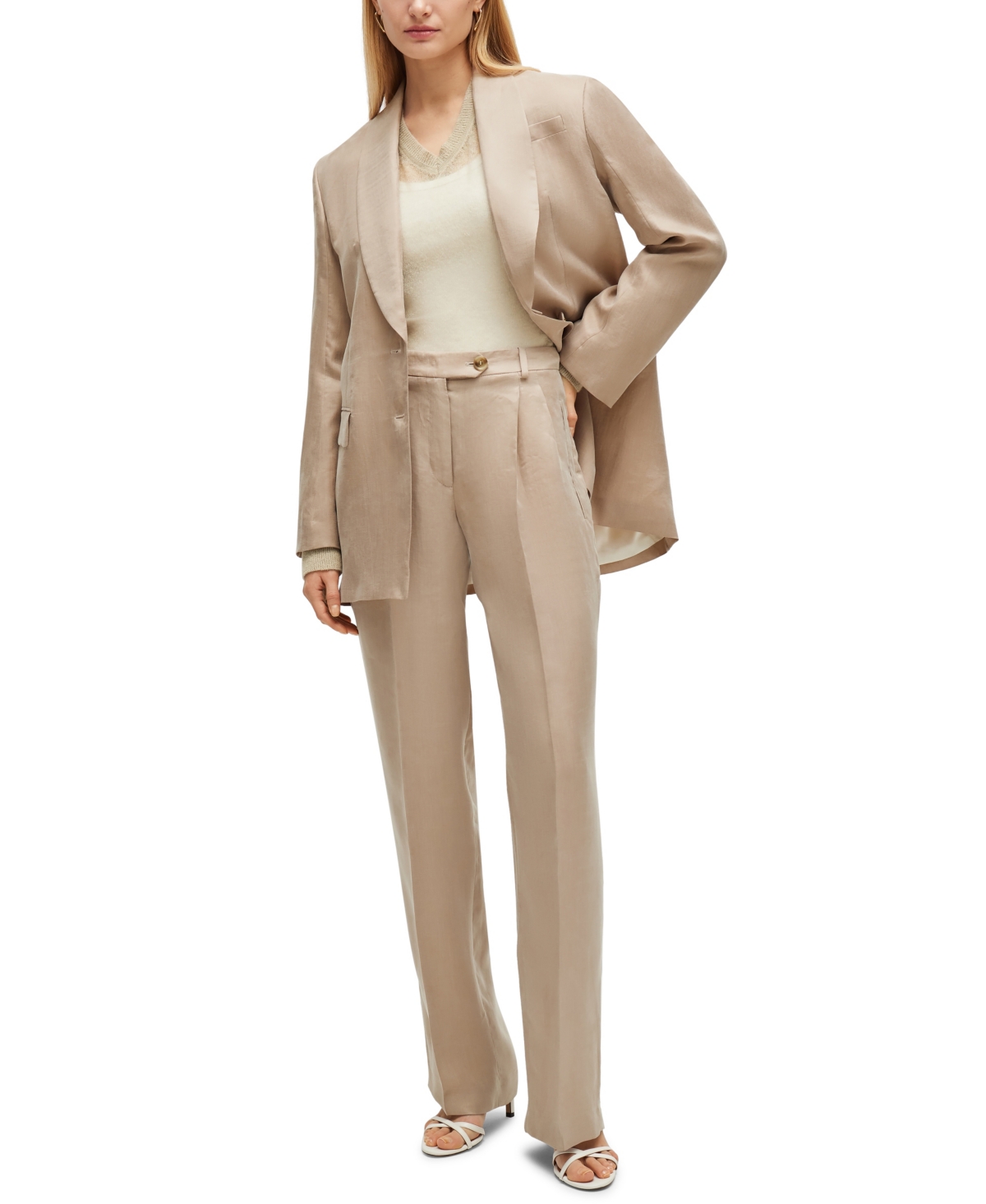 Boss by Hugo Boss Women's Longline Slim-Fit Jacket Rear Belt