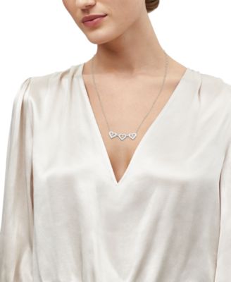 Diamond Triple Heart Pendant 18" Necklace (1/4 ct. t.w.) in Sterling Silver or 14k Gold-Plated Sterling Silver