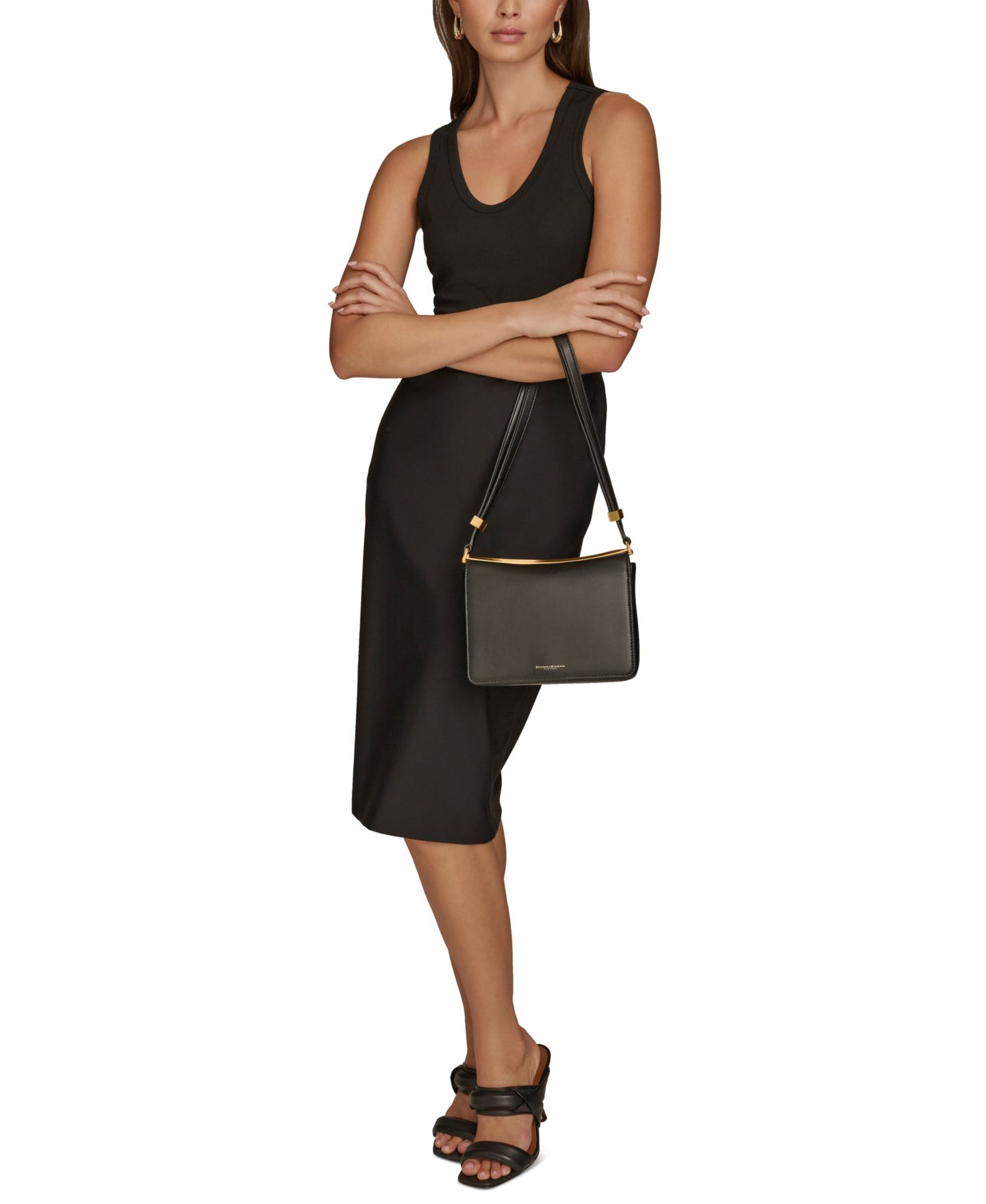Женская сумка Donna Karan New York Jericho Flap Shoulder with Sculpted Hardware, цвет: Чёрный — фото 2