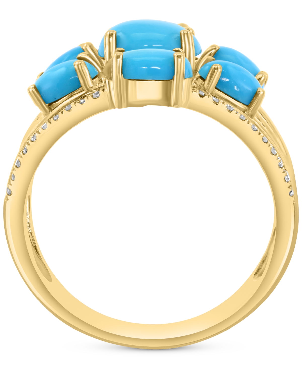 Effy Collection Effy Turquoise & Diamond (1/4 Ct. T.w.) Multirow Statement Ring In 14k Gold In Turquoise