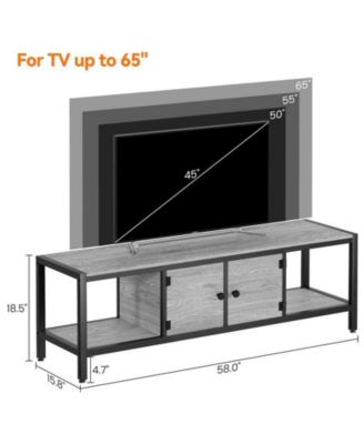 58 Inch TV Stand with Storage, Entertainment Center with Adjustable Legs, Mid Century Modern TV Console up to 65 Inch, Wooden TV Stand with Open Shelves for Living Room, Bedroom