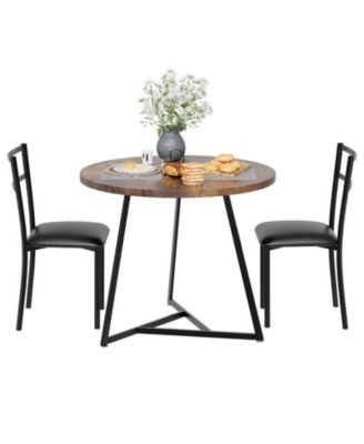 Round Dining Table Set for 2 – Compact Kitchen Dinette with Upholstered Chairs for Small Spaces, Apartments, or Breakfast Nooks