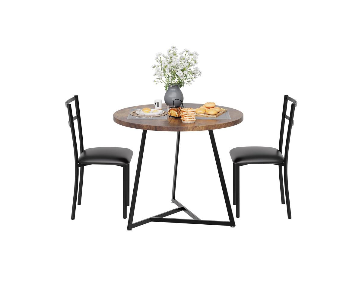 gaomon Round Dining Table Set for 2,Kitchen Table Chairs Set of 2, Small Dining Room Table Set with 2 Upholstered Chairs, Dinette for Small Place,Apar