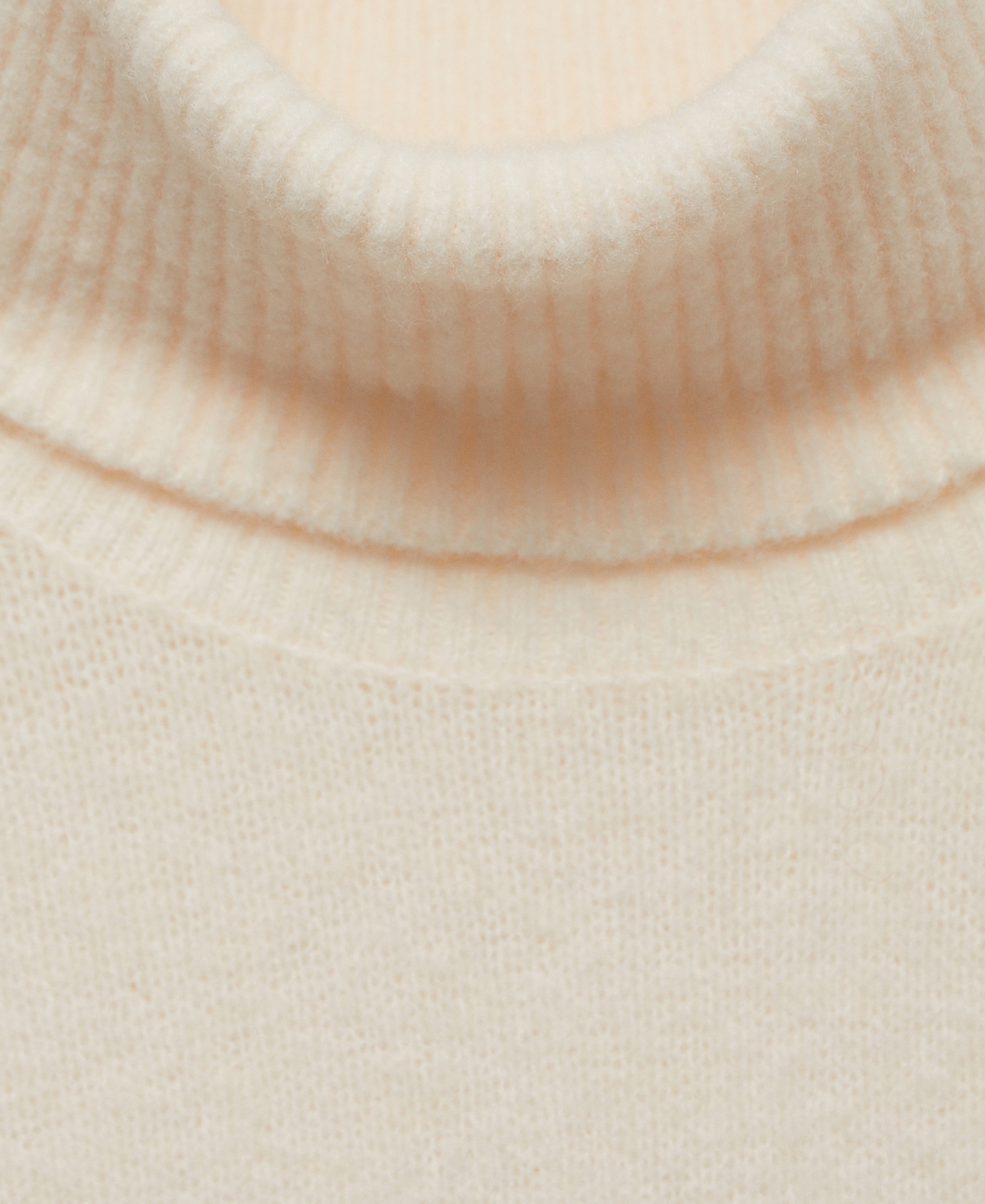 Shop Mango Women's Short Turtleneck Knitted Dress In Ecru