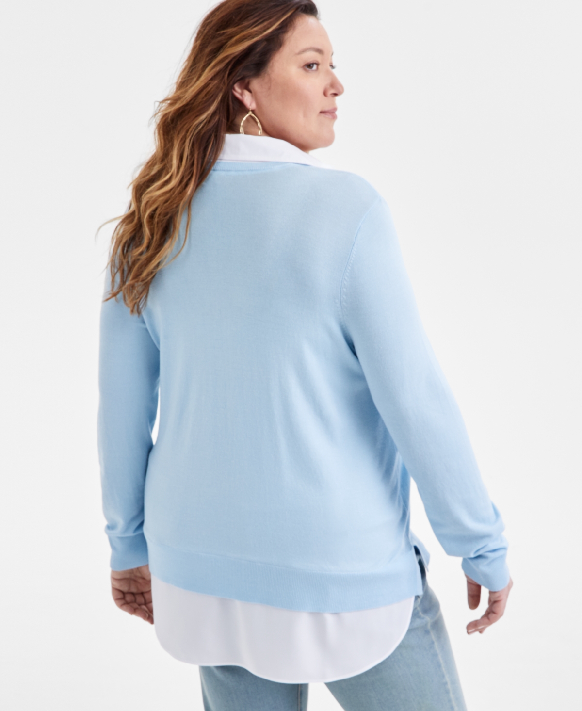 STYLE & CO PLUS SIZE TWOFER SWEATER, CREATED FOR MACY'S 