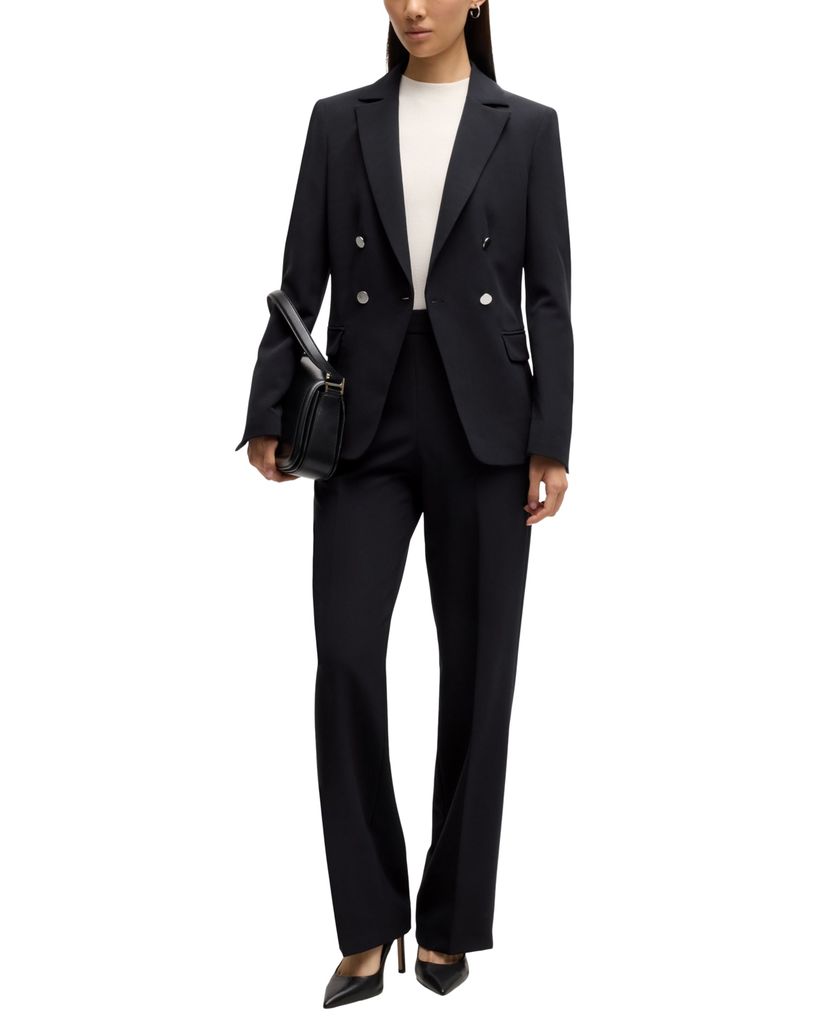 Hugo Boss Boss By  Women's Double-breasted Closure Slim-fit Jacket In Dark Blue