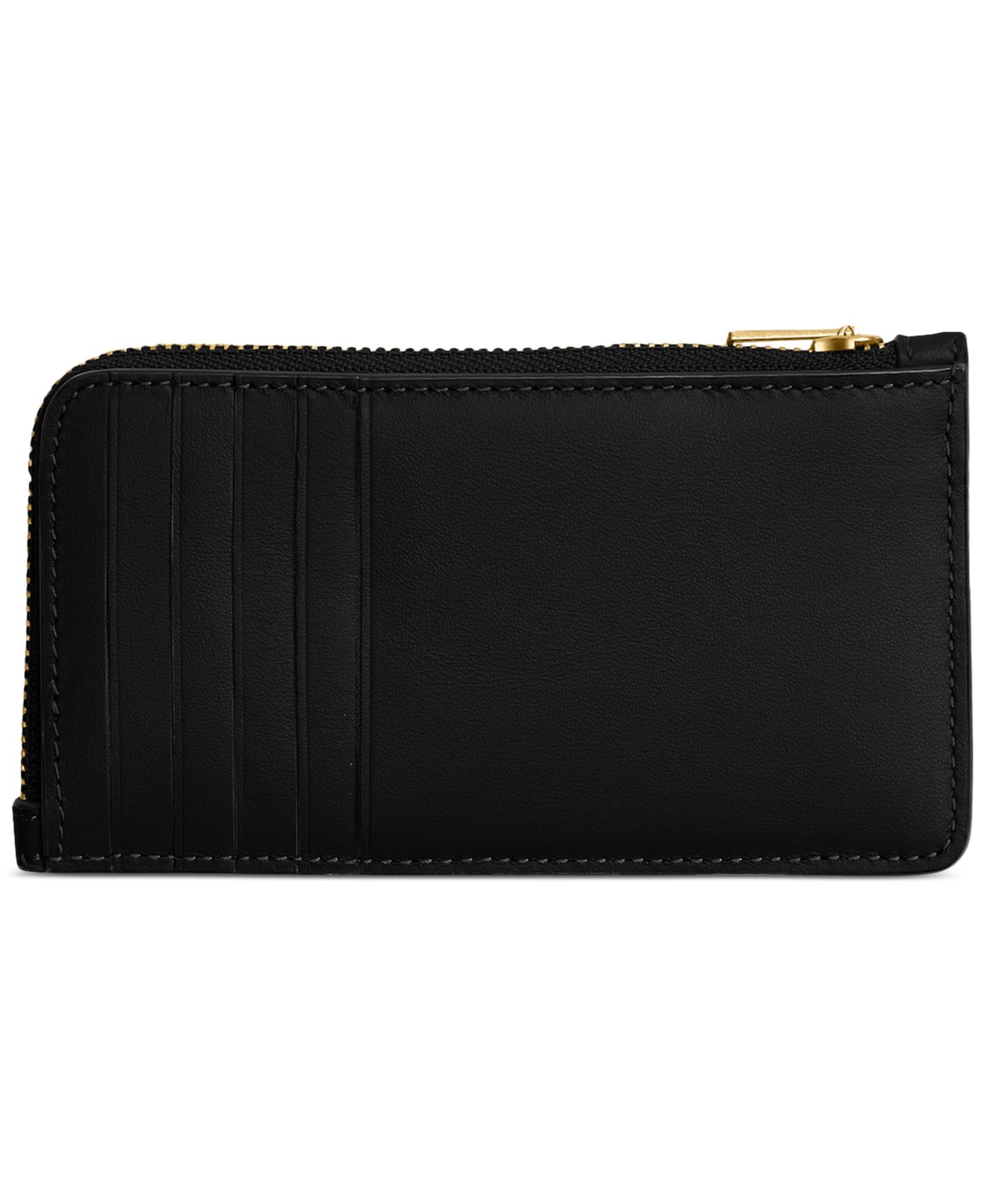Кожаный футляр для карт Coach Essential New York на молнии, цвет: Латунный / Чёрный — фото 2