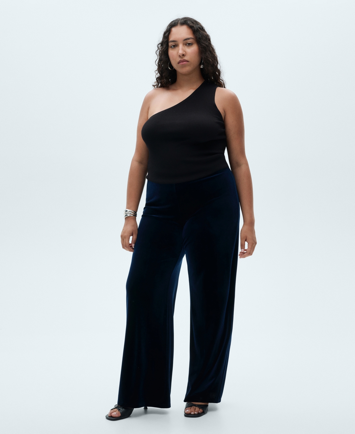 Mango Women's Velvet Wide Leg Pants