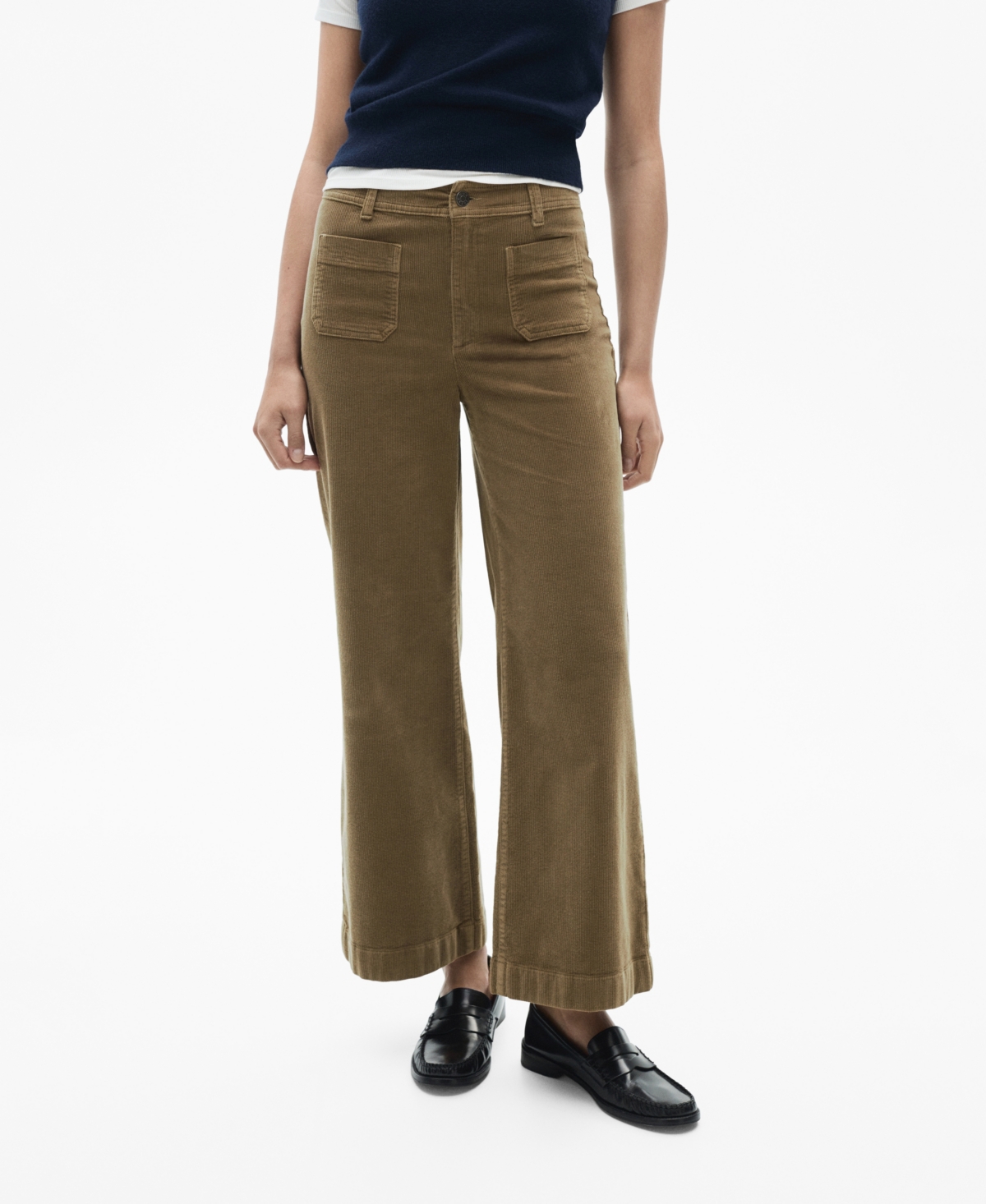 Mango Women's Catherin Culotte Corduroy Pants In Khaki