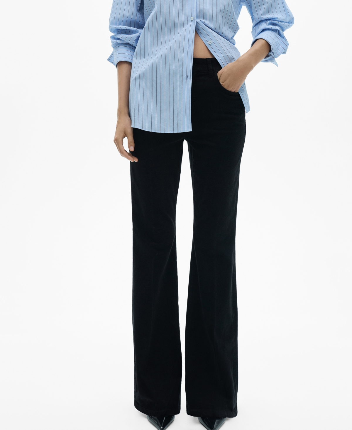 Mango Women's Violeta Flared Corduroy Jeans In Black