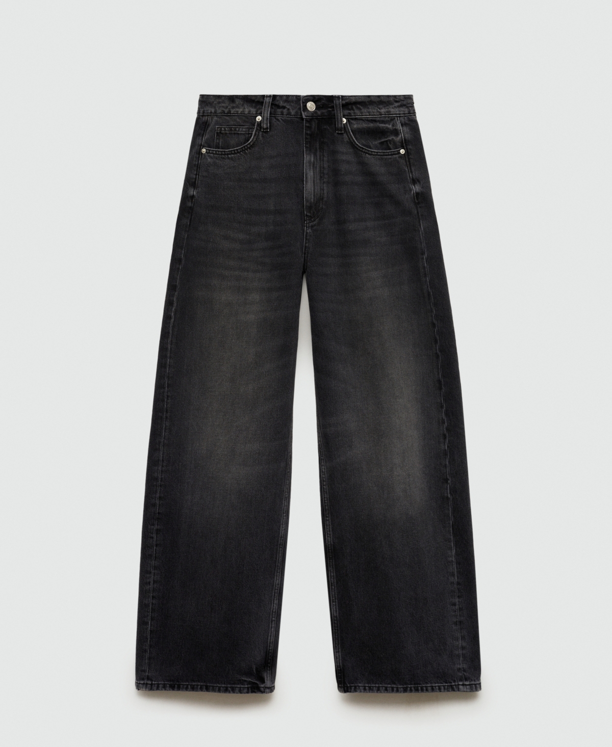 Mango Women's Camilla Straight High Rise Jeans In Black Denim