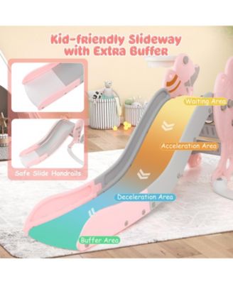 4-in-1 Kids Slide and Swing Set with Basketball Hoop