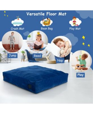 57 x 57 Inch Crash Pad Sensory Mat with Foam Blocks and Washable Velvet Cover