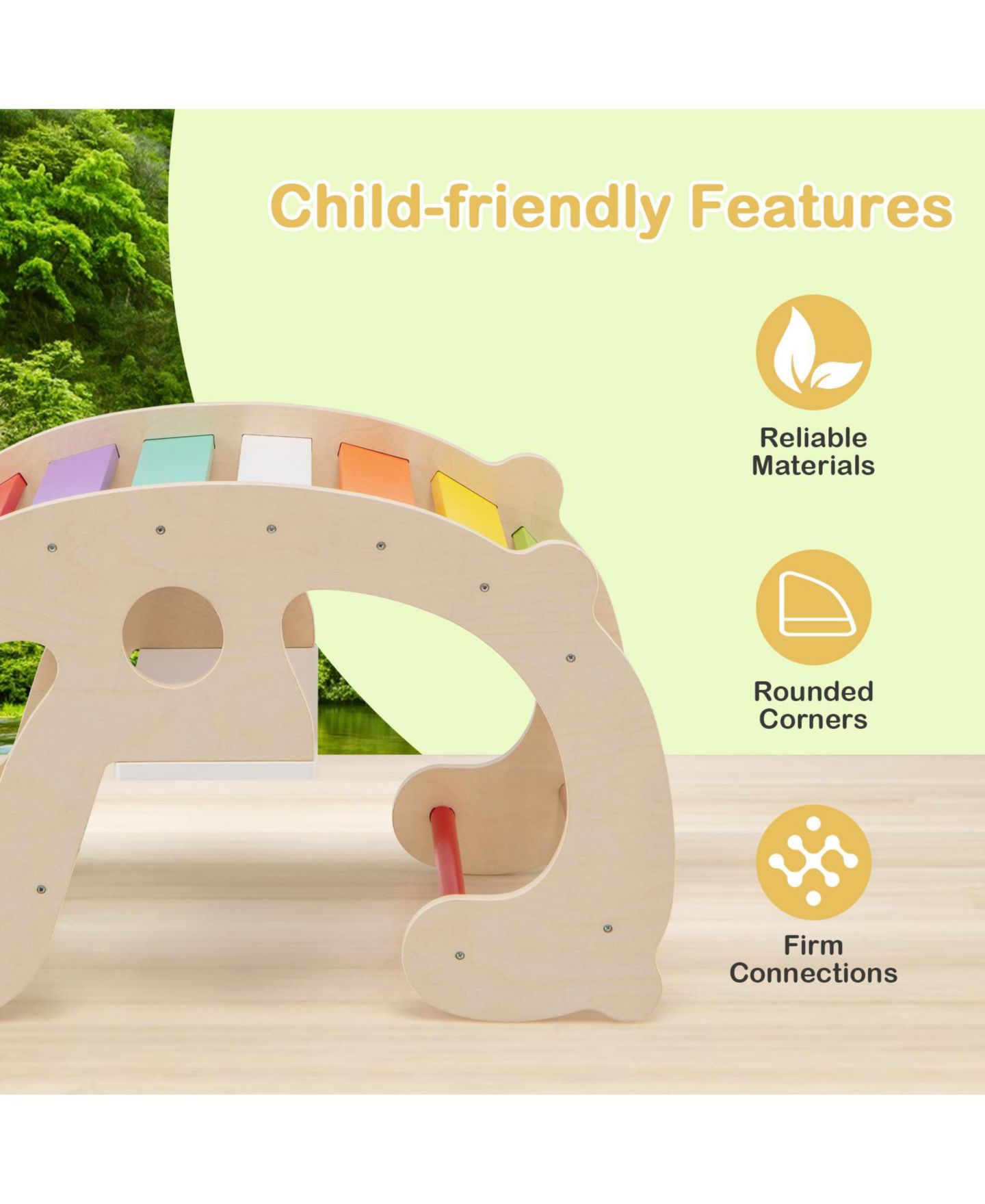 Детская игрушка GOUUN 2-in-1 Rocking Horse Arch Beech Wood Climbing Toy, Ages 1+ — фото 9
