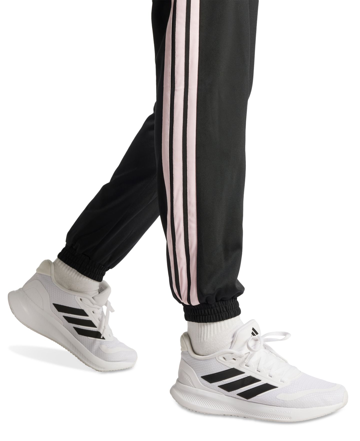 Женские брюки adidas Tricot 3-Stripes Track Pants, цвет: Чёрный / Прозрачный розовый — фото 2