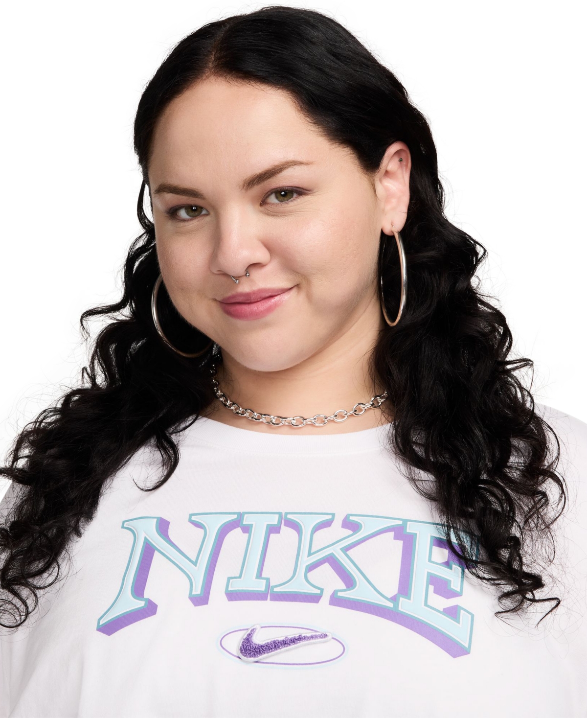 Nike Sportswear Plus Size Loose-fit Short-sleeve Cropped T-shirt In White