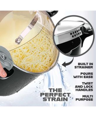 5 qt. Ceramic Nonstick Pasta Pot with Built-in Strainer and Twist N Lock Handles