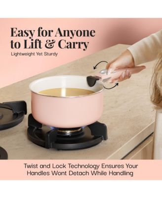 18 Piece Ceramic Nonstick Detachable Handle Cookware Set