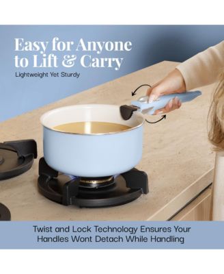 aluminum 18 Piece Ceramic Nonstick Detachable Handle Cookware Set