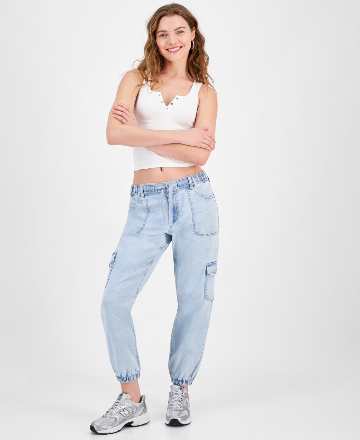 Juniors' Denim Cargo Joggers - Medium