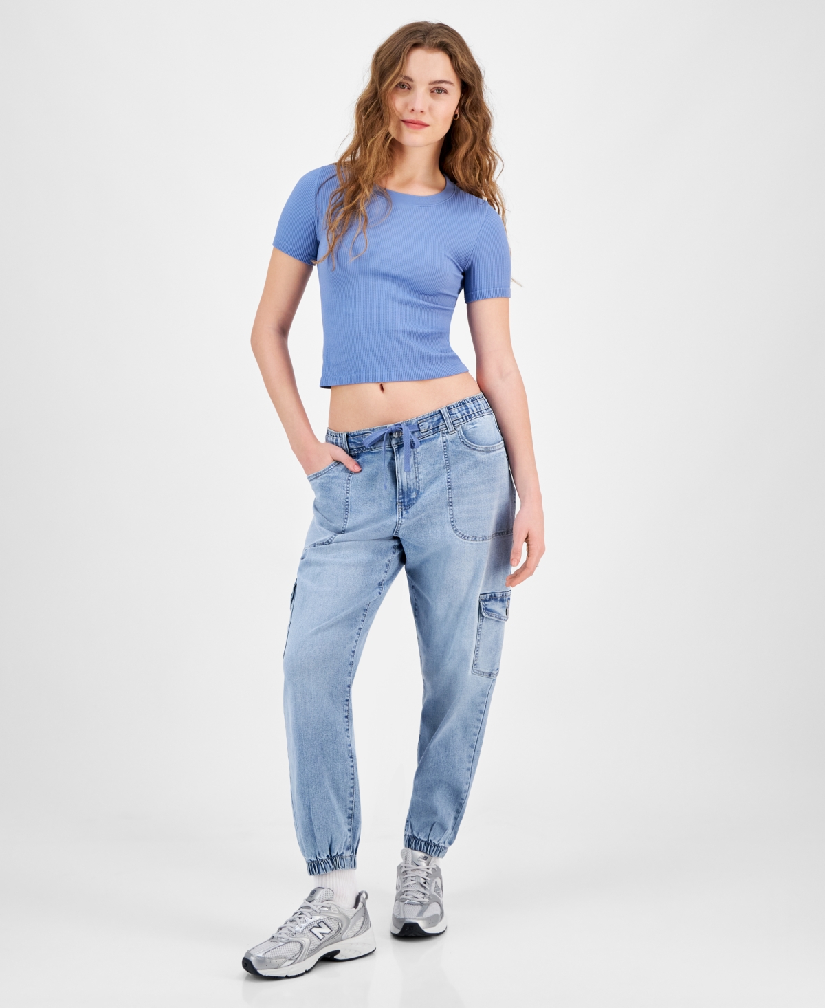 CELEBRITY PINK JUNIORS' DENIM CARGO JOGGERS 