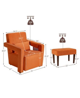 Modern Berber Fleece Single Sofa Chair with Ottoman and Waist Pillow