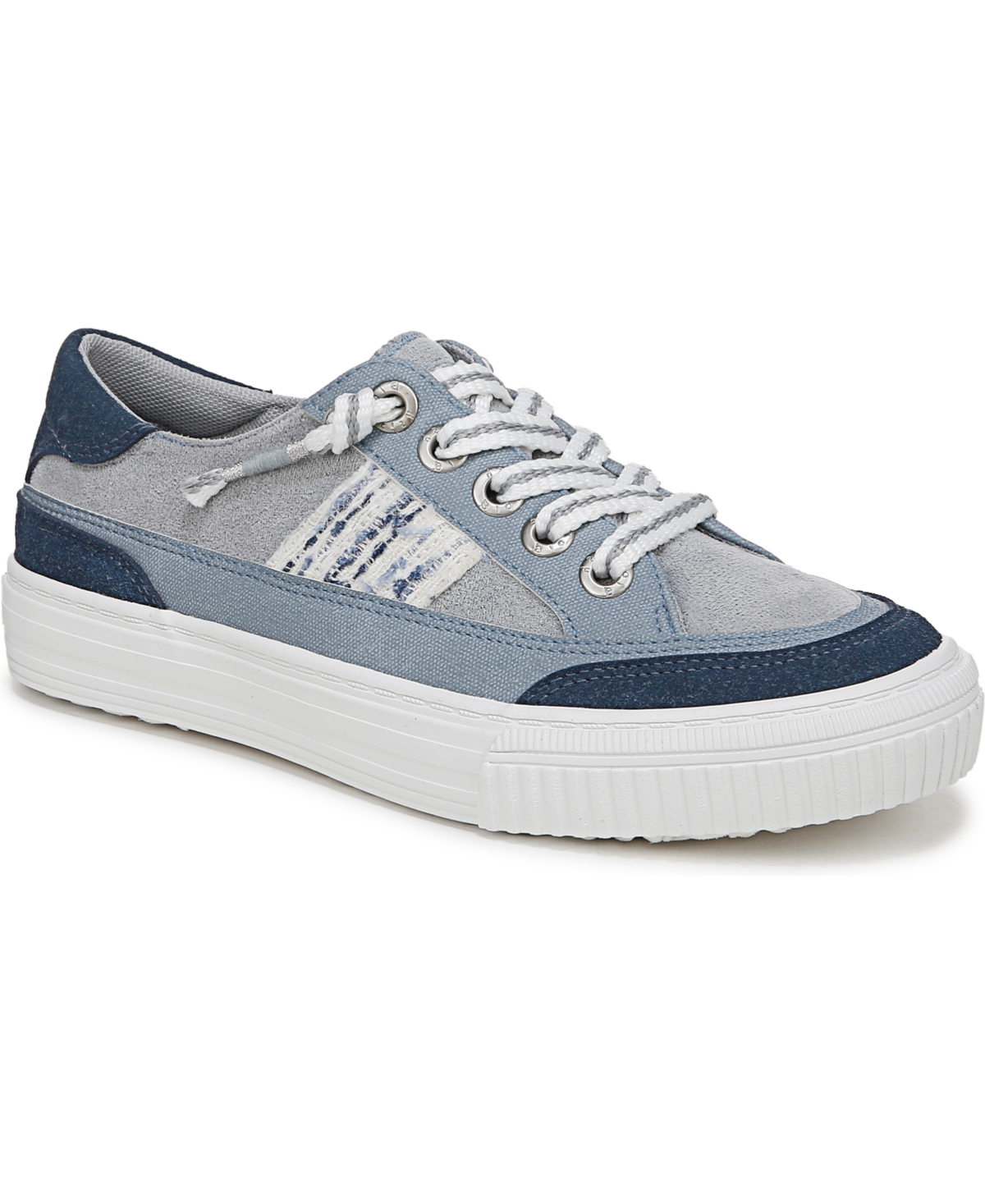 Shop Blowfish Malibu Women's Alex Round Toe Lace Up Sneakers In Foggy Blue Faux Leather