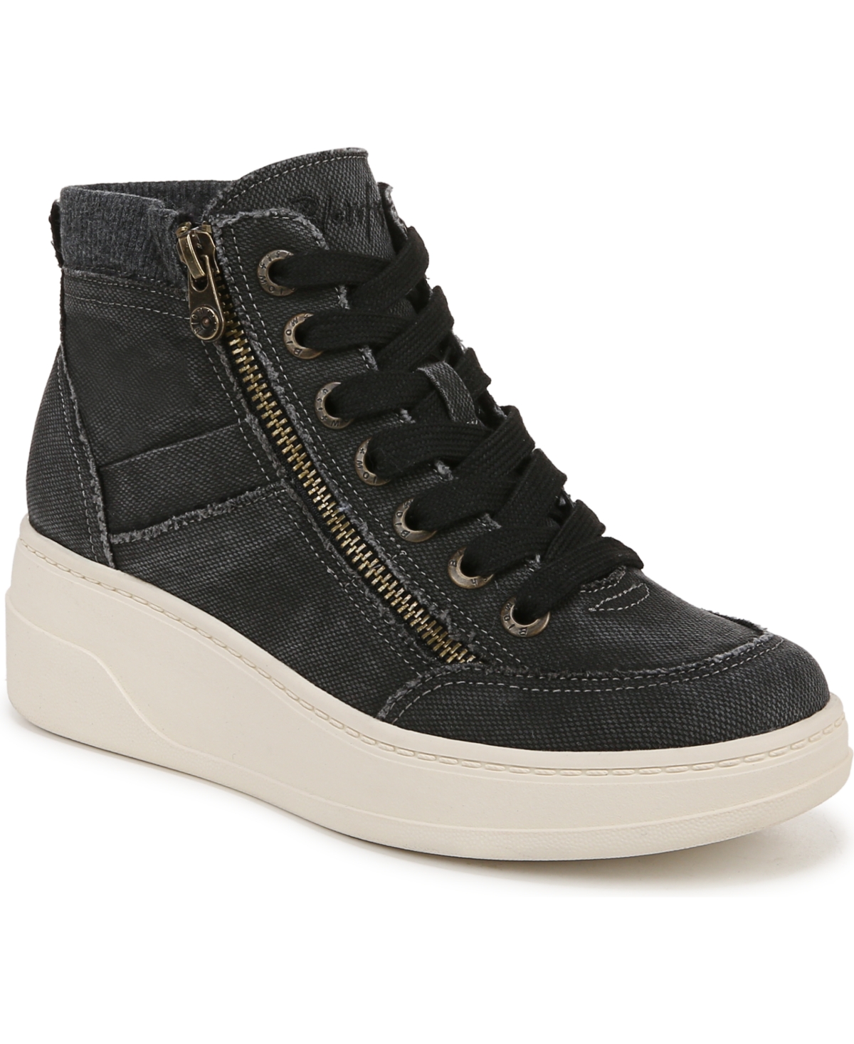 Shop Blowfish Malibu Women's Camden Wedge High Top Sneakers In Black Distressed Canvas