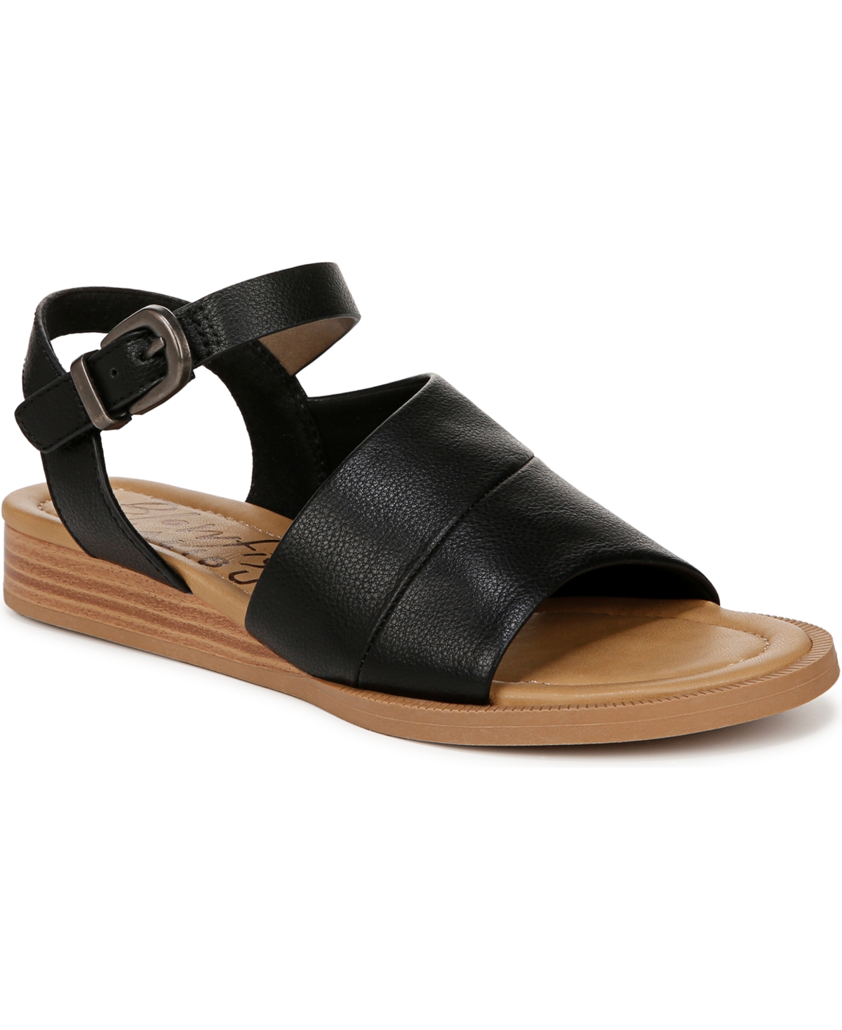 Shop Blowfish Malibu Women's Ardice Strappy Low Wedge Sandals In Black Faux Leather