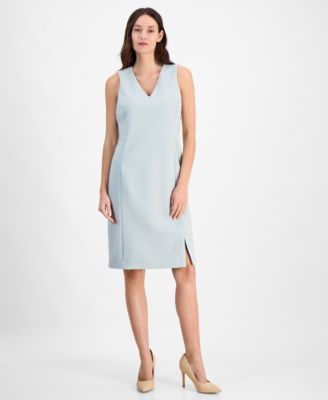 Anne Klein - Women's Sleeveless V-Neck Slit-Hem Dress