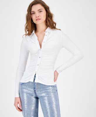 GUESS - Women's Jade Ribbed Button-Front Top