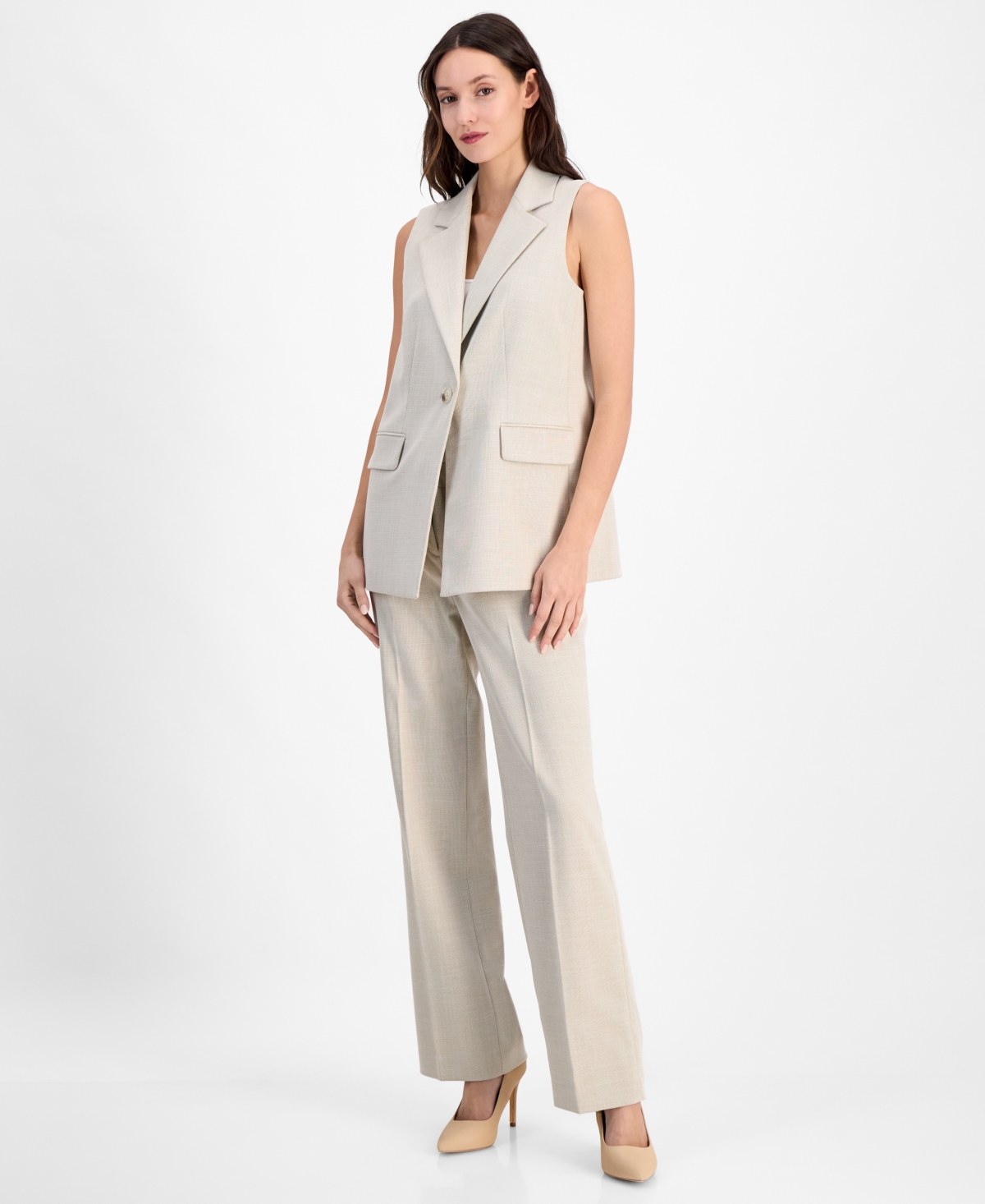 ANNE KLEIN WOMEN'S NOTCH-LAPEL ONE-BUTTON VEST JACKET 