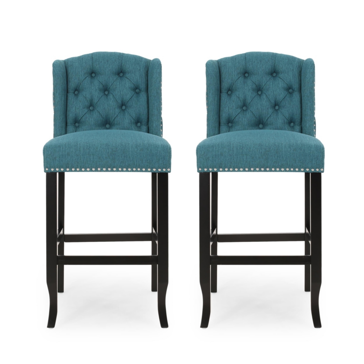 The Pop Home Tufted Wingback Counter Stools,Set of 2,for Kitchen Island or Bar-The Pop Home