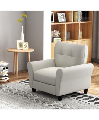 Modern Upholstered Accent Chair with Rubber Wood Legs