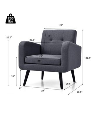 Modern Upholstered Comfy Accent Chair Single Sofa with Rubber Wood Legs