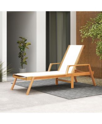 Patio Chaise Lounge Chair with Armrests and Fabric Seat for Backyard