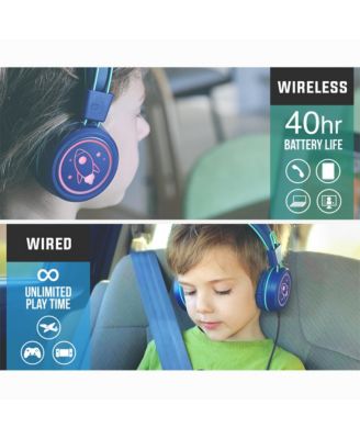 KidJamz KJ55BT Safe Listening Bluetooth Wireless Headphones for Kids w/ LED Lights