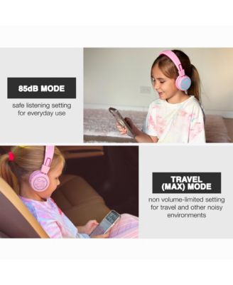 KidJamz KJ55BT Safe Listening Bluetooth Wireless Headphones for Kids w/ LED Lights